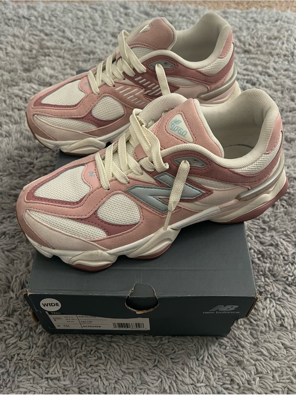 New Balance Kids Pink & Cream 9060 Sneakers
